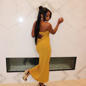 Iyana Halley Instagram - Handle with care 🤍
 @FashionNova 
wearing Makayla Linen Maxi Dress 🫶🏾
