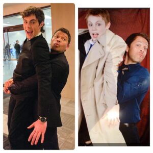 Jack Champion Instagram - Almost 10 years ago this was a lot easier for @misha 🤣

Story time: My mom and I were huge  @cw_supernatural fans. Like HUGE. I cosplayed Dean and Castiel for years and we even were lucky enough to go to a convention. 8 year old me never would have dreamed that I would one day be attending an awards show (where a movie I was in was nominated! 😱) AND get to hang with the legend that is Misha Collins! Thank you for being a great role model and putting up with my mom fangirling. Castiel!! 

@criticschoice  #spnfamily #supernatural