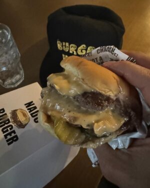 Jackson Rathbone Instagram - Back in ATX - so of course I had to get a @nadcburger !

HOLY DELICIOUSNESS BATMAN! 
Damn thing is oozing grease, but didn’t soak through the bread.  How?? And the grease is actually light tasting, because it’s actually high quality Wagyu, and has become its own saucy condiment.  And the beef is perfect, which should mean something here in Texas.  Not overly seasoned, thank you!  And hell yah TX style - gotta put some jalapeños on it!  These are “tamed” so you get all flavor and barely any heat at all.  All in all, a damn fine delicious burger.
The last pic .. my lips are wet with grease!  Hahahahahaa!
✌️♥️🍔