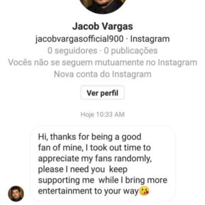 Jacob Vargas Instagram - FYI This is not me. Block and report this imposter!!