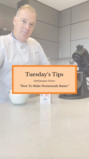 Jacques Torres Instagram - Tuesday’s Tips with Chef Jacques Torres: Crafting butter from scratch! It’s easier than you think – just dedication, lots of whisking, and a little time!