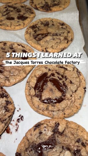 Jacques Torres Instagram - 5 things I learned from @jacquestorres at his Willy Wonka- esc factory in Brooklyn that will help you in the kitchen too!

1. The secret(s) to his internet-famous chocolate chip cookies

2. How to temper chocolate

3. How to make *marble* chocolate covered strawberries

4. How to make hot chocolate thick and silky

5. How to make whipped cream by hand in under 60 seconds

While Jacques isn’t offering any public factory tours, you can experience the magic of his work at the Jacques Torres store in Dumbo or Grand Central Station, or online!

#jacquestorres #chocolatechipcookies #chocolatechip #behindthescenes #baking #eater #thrillist #newyorkcity #nycfood #nyc #hotchocolate #cookies #thecarboholic #brooklyn #grandcentral #dumbo