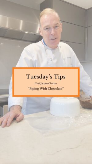 Jacques Torres Instagram - Welcome to Tuesday's Tips with Jacques Torres! Did you know that you can elevate any dessert by piping with chocolate? With just a piping bag, melted chocolate and either water or alcohol , you can add intricate designs and delightful accents to your sweet creations.