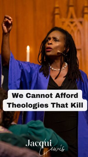 Jacqui Lewis Instagram - Say it with me: We cannot afford theologies that cause us to kill each other. We simply cannot afford it as a human race.

It is time to fix broken theology. I’m taking about all religions, all faiths, all belief systems- we cannot afford theologies that make us turn to violence and make nothing of death. 

If you want to take action to heal the world, join me at the Freedom Rising Conference in NYC April 26th-28th. Let’s commune, let’s get educated. Let’s heal together.

Info at https://www.freedomrisingconference.com

Watch my full sermon from Sunday @middlechurch at the link in my bio ❤️🙏🏾

#ProgressiveChristianity #LovePeriod #Ubuntu #FierceLove #GodIsLove