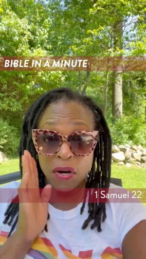Jacqui Lewis Instagram - David can run, but can he save his family? #BibleInAMinute #1Samuel22 @revjacquilewis