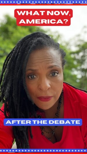 Jacqui Lewis Instagram - Ok about that debate. It was disappointing. Right now the only thing I know is this: democracy belongs to us- you and me, regular everyday people. And we need to step up and own it. Neither Biden nor Trump will “save us.”

Join me Monday at 12:15pm EDT for an Instagram live with my friend @robertpjonesdc where we will dive into all things “America” in 2024.

This is not the time to panic or listen to the loudest voice in the room. This is a time for deep reflection. Who are we, who have we been? Who do we WANT to be? And who is left out of that vision?

We can vote for democracy. I love you all: BREATHE ❤️🇺🇸

#Democracy #VoteLove #Election2024 #Debate #RevDrJacquiLewis #ProgressiveChristianity #JustLove #PeaceForAll #JusticeForAll