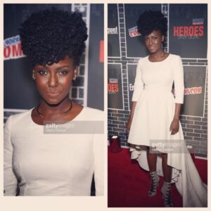 Jade Eshete Instagram - NYC Comic Con. "Heroes After Dark" party. Styled by @theadamballheim Make up by @janicekinjo #RedCarpet #HeroesAfterDark #dirkgentlybbca #farahblack #Oct22