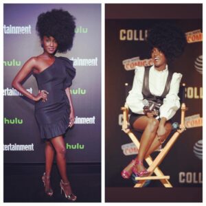 Jade Eshete Instagram - BIG shout out to the #glamsquad who took it to a new level for #nycc 💕💕💕#face by @dilokritbarose using @lancomeofficial 💋, #bighairdontcare @naivashaintl and #style @chloehartstein 
Last but certainly not least so much love to @aldo_shoes for these #funky #hotpink #heels and #classic #gold #strappyheels 🔥🔥🔥
Dress by @sandroparis 
Ring: #vintage
