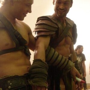 Jai Courtney Instagram - 9/11 (12 in Aus) also marked the 10th anniversary of the passing of my friend and brother Andy Whitfield, aka SPARTACUS! Crazy that he was in NYC that day just over 20yrs ago.. So in honour of 9/11 and in celebration of Andy’s legacy, his documentary BE HERE NOW will be holding a special event virtual screening. The incomparable @vashtiwhitfield Andy’s wife & widow, not to mention incredible Mindset & Resilience Coach will be hosting a follow up Q&A that’s not to be missed! Link for tix in my bio. Here’s a pic of us from Spartacus circa ‘09 holding each other’s fake willies. What are friends for?! Love ya’s x
