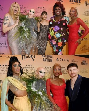 Jaida Essence Hall Instagram - Absolutely still riding on a high to be honored with Best Reality Show at the Inaugural Celebration of LGBTQ  Cinema and Television! Thank you to the @criticschoice  for honoring @werehere! I would love to dedicate this honor to all the countless heroes that have shared their stories with us as well as the world and go on a journey of self discovery, honesty, love and healing through the art of drag. And specifically, the two most amazing spirits that I got the chance to know in Murfreesboro, @maleeka_maupin and @bradfordloomis. As well as our team, out there with us collecting what the world looks like in real time (all the danger, the tears and the joy) Thank you for enriching my life. ♥️ I can’t say how happy and proud I am of We’re Here and the way it’s already transforming lives but what it can do for the fight we have ahead. Having this show recognized in a room full of people doing so much positive for this community and sooo many I look up too, will always be something I treasure, not to mention having it presented by @charlizeafrica!!!! 

📸: @gettyimages for
Critics Choice Association