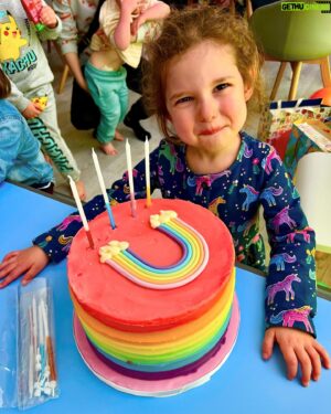 Jake Graf Instagram - After 3 parties, one for each side of the family and one for all her friends, Millie's epic 4th birthday is a wrap..!🥳❤️🎂

She had a blast, although, as with last year, it all got a bit much for her and she burst into tears at the end. 😕

She's a very proud 4 year old and we're looking forward to seeing what she gets up to during her next trip around the sun.😊

Big thanks to the ever amazing @hummingbbakery who made her perfect rainbow cake.🌈

#birthday #happybirthday #cute #cutekid #family #surrogacy #love #smile #baby