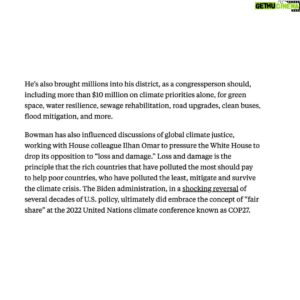 Jamaal Bowman Instagram - “Bowman has consistently focused on climate policy that makes working-class people’s lives better.”

My opponent has said that he will not have a climate bill if elected. He plans to leave NY-16 behind when we should be leading the way on climate legislation. We need bold leadership, not another corporate politician.