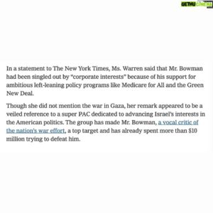 Jamaal Bowman Instagram - Honored to be endorsed by my friend @elizabethwarren!

From climate justice to tax equity and tenant rights, you have been a leader for working people in Massachusetts and across the country. Proud to have your support and work alongside you as we build a world that works for us all!