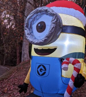 James A. Janisse Instagram - My ironic enjoyment of Minimans has gotten so extreme that my friend (and Dead Meat mod) @the.dream.warrior sent us a blow-up Christmas Minion who now stands proudly on our front lawn.
