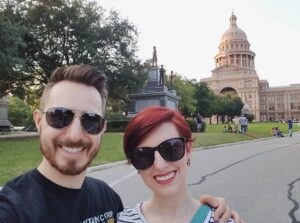James A. Janisse Instagram - Happy anniversary to me and @carebecc, keeping it weird in Austin this weekend! Our anniversary was actually yesterday but we were too busy traveling and zipping around the state capitol on scooters for me to post anything. I'm so proud to call you my lady and my partner in every aspect of life, baby. Thanks for making me the best me ♥️