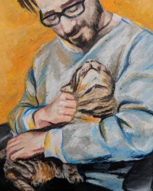 James A. Janisse Instagram - One of my favorite things ever - the oil painting that @carebecc did of me and Lucy as my Christmas gift. I love it so much!!