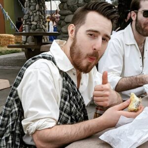 James A. Janisse Instagram - Candid shot of me enjoying a meat pie at the Renaissance Pleasure Faire taken by @bethberad