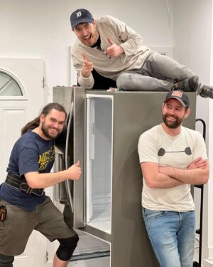 James A. Janisse Instagram - Team James spent more than 4 hours trying to get a fridge into @freshpancakes and @bethberad's new place. Their movers said it couldn't be done. We proved them wrong.