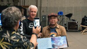 James Cameron Instagram - We were honored to have Yukito Kishiro, the man who created Alita, at Lightstorm for a visit last week. Here we are exchanging gifts during our tour around the facility. 
Thank you isn't enough, but thank you Kishiro-san.
.
.
.
#alita #alitabattleangel #battleangelalita #lightstorm