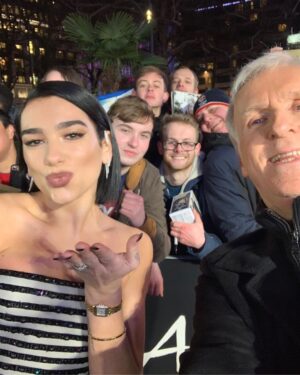 James Cameron Instagram - I think I'm getting the hang of this selfie thing — thanks to @dualipa for her advice and presence at the Alita premiere. .
.
.
#Alita #AlitaBattleAngel #DuaLipa #alitapremiere