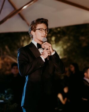 James Ford Instagram - Nervously speaking at my very sweet friends’ wedding cut to absolutely ripping on the dance floor