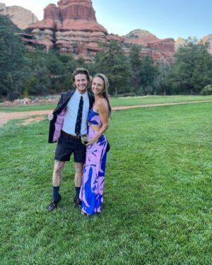 James Ford Instagram - Took the School Boy Suit™️on a road trip to Sedona for my friends wedding!👽 (ft. a pool, a puppy, and the groom’s aunt asking if I’m Scottish and wearing a kilt!)