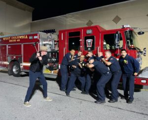 James Jude Courtney Instagram - I just can’t seem to help myself! Had a run in with the West Columbia fire department last night, what a great group of guys, thankfully everyone went home intact. Much love to all the fire departments around the country, especially this Halloween 🔪 🔪 🔪