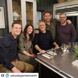 James Martin Instagram - I think you’re going to love tomorrow’s episode! 

#Repost @saturdayjamesmartin
・・・@mattbakerofficial and @mrsnicolabaker join @jamesmartinchef in the kitchen tomorrow where he serves up halibut and risotto, and makes a knickerbocker glory! Friends and fellow chefs @midsummerchef and @raymondblanc are also on hand to answer your food questions and serve up two amazing recipes! 9.30am @ITV!