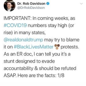 James Scully Instagram - This has been on my mind a lot lately as people are already beginning to get sick. In an ideal world of course people would not need to be out in the streets literally FIGHTING for their lives and rights during a pandemic, but this is not an ideal world. Black populations were already facing a disproportionate level of Covid deaths due to long standing social and economic inequities, but how can we expect them to NOT react to the racist violence that is prevalent in every part of America. This country and its deeply problematic financial priorities have put these people between a rock and a hard place and I’m proud of and inspired by the people who have not let that deter them. There are resources for donating to Covid relief in the link in my bio, but many of the bail and BLM organizations I’ve already advertised are using their money to try and help people who may get sick by keeping them supported and out of jail. Give if you can. #blacklivesmatter