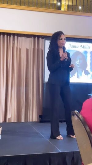 Jamie Colleen Instagram - Thank you  @mariagrandellc for having me! 

I am so proud of you and I am honored to have been part of your incredible event benefiting @awomansworth.nj 

I am so grateful for the opportunity to have shared my story with the incredible women of your community. Such an inspiring and beautiful experience. 

💜💜

@awomansworth.nj 

#womensday #awomansworth #thepowerofyes 
.
.
.
.

#womenofimpact #womenwhoinspire #womenempowerment #womensupportingwomen #womenempowerment #njwomen #phillywomen #womenspeakers #thecollective #strongwomen #womanpower #morethanasurvivor #reclaimyourlife #womenentrepreneurs #powerfulwomen #bloom #myhonestmotherhood #blackexcellence #blackwomeninbusiness #blackwomenlead #shine #stepintoyourpower #begreat #liftothers #lighttheway