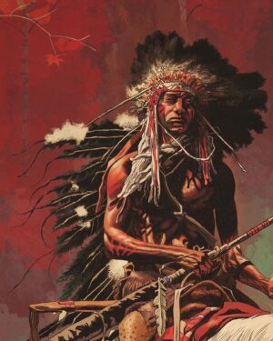 Jamie Hewlett Instagram - Dakota Fall, a warrior engaged in the Dakota War of 1862 - also known as the Sioux Uprising – is pictured with falling leaves and the downturned horse’s head which may signal impending defeat.