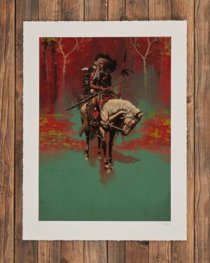 Jamie Hewlett Instagram - Dakota Fall, a warrior engaged in the Dakota War of 1862 - also known as the Sioux Uprising – is pictured with falling leaves and the downturned horse’s head which may signal impending defeat.