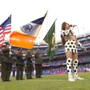 Jan Sport Instagram - It was an honor to sing the National Anthem this weekend at Yankee Stadium for the @nycfc Pride Night! With all of the attacks against the LGBTQIA  community recently, I am so grateful to be supported by NYCFC in allowing me to share this song with everyone during Pride Month. Let’s continue to remain strong in who we are and uplift our community!
Look by @abrahamdlevy
Hair by @edwardsizzahands2.0