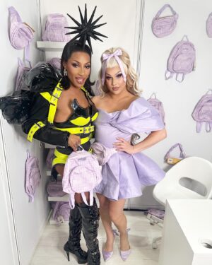 Jan Sport Instagram - Me and my children 💜 Drag Con Day 1 💜 I am so overwhelmed by the love I’m receiving on my backpack and fanny pack. It is truly something I really have believed in and I’m so happy you all love them as much as I thought you would. Thanks to my sisters who came by the booth today, thanks to my FANS who came by the booth today, thank you @jeffreykellydesigns for this dress and @baehmbaehmwigs for this wig! Thank you @jansport and @ginagaran for driving the ship, seeing this through, and believing in me! thank you @tianabiscuitofficial for helping me all day and thank you @ejdohring for being there for it all 😊 I love you babes! See you tomorrow at 10!