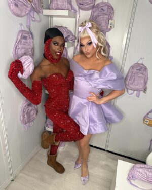Jan Sport Instagram - Me and my children 💜 Drag Con Day 1 💜 I am so overwhelmed by the love I’m receiving on my backpack and fanny pack. It is truly something I really have believed in and I’m so happy you all love them as much as I thought you would. Thanks to my sisters who came by the booth today, thanks to my FANS who came by the booth today, thank you @jeffreykellydesigns for this dress and @baehmbaehmwigs for this wig! Thank you @jansport and @ginagaran for driving the ship, seeing this through, and believing in me! thank you @tianabiscuitofficial for helping me all day and thank you @ejdohring for being there for it all 😊 I love you babes! See you tomorrow at 10!