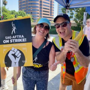 Janie Haddad Tompkins Instagram - Hey, AMPTP, your offer is BANANAS. One day longer, one day stronger. #WGAstrong #DoTheWriteThing #WGAstrike
#SagAftraMember #1u 
#SAGAFTRAstrong #SAGAFTRAstrike #Power2Performers
#HotLaborSummer