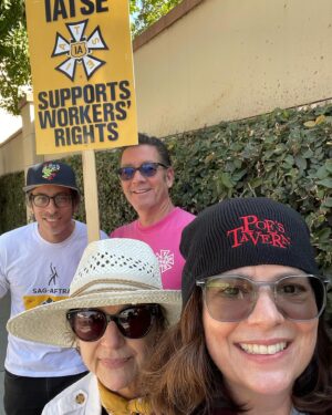 Janie Haddad Tompkins Instagram - One day longer, ONE DAY STRONGER! Cute faces on the 🪧 today. Our solidarity > AMPTP’s hubris. THANK YOU @iatse! 
#1u 
#SAGAFTRAstrong #SAGAFTRAstrike #Power2Performers #SolidaritySeason