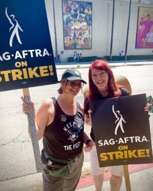 Janie Haddad Tompkins Instagram - We got @therealkateflannery bringing Philly STRONG, me & @roseabdoo with our Middle Eastern flair and @thesampancake FROM WEST VIRGINIA, hey, where I was born too! Overall, what a crew of COMEDY chops on the picket line today! The AMPTP counter offers are a JOKE. And we know “jokes.” There’s thousands of us who think you should come back to the table, AMPTP. Shame on you for doing this to workers and the economy. 
#WGAstrong #DoTheWriteThing #WGAstrike
#SagAftraMember #1u 
#SAGAFTRAstrong #SAGAFTRAstrike #Power2Performers
#HotLaborSummer