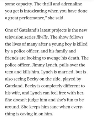 Janine Gateland Instagram - Another wonderful article on my role as Becky in the awesome tv show ‘Illville’. @illville_artbytrade @brittanychrishawn @ausarmoore