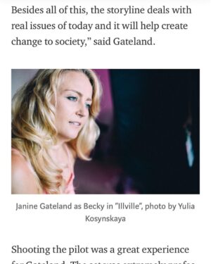 Janine Gateland Instagram - Another wonderful article on my role as Becky in the awesome tv show ‘Illville’. @illville_artbytrade @brittanychrishawn @ausarmoore