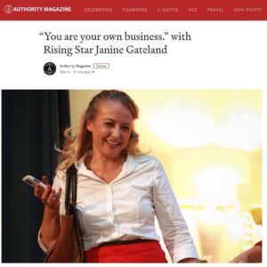 Janine Gateland Instagram - I did an interview for Authority Magazine. It came out lovely 😊 Link in bio.