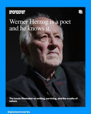 Janna Levin Instagram - Werner Herzog is a poet (and he knows it). The iconic filmmaker joined me as part of our Science vs. Fiction conversation series to talk writing as survival, and the madness of nature. @pioneerworks Published on Pioneer Works Broadcast https://pioneerworks.org/broadcast/werner-herzog-janna-levin-science-vs-fiction