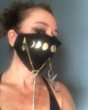 Janna Levin Instagram - Insane mask for novelist Jonathan Lethem replete with pen, scissors, & skull. What else do you need to survive the Plague? From @unicorngenius’s Dark Matter Mask series for the @PioneerWorks store. All proceeds to support our collaborations with scientists and artists. This is a classic link-in-bio scenario. Lethem has a new novel that I’m loving #TheArrest