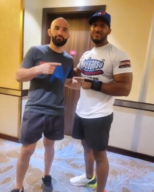 Jared Gordon Instagram - It's always good running into old friends during Fight Week... I had the pleasure of training @jaredflashgordon during my time at the Ranch.  I am grateful to see him still here fulfilling his dreams 🙏🏾