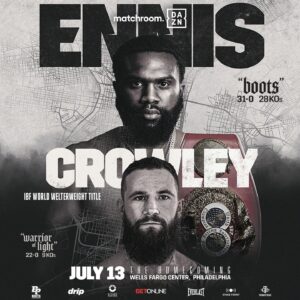 Jaron Ennis Instagram - THE BIGGEST HOMECOMING 👑 ITS TIMEEE! 🐺 JULY 13th WE BACK ON TOUR 😮‍💨 at the Wells Fargo Center on DAZN📺 Defending my IBF World title. I can’t wait 😬 32-0 29KOs coming soon 😈🙏🏾❗️#TeamEnnis #AndStill #PIACTour⚰️