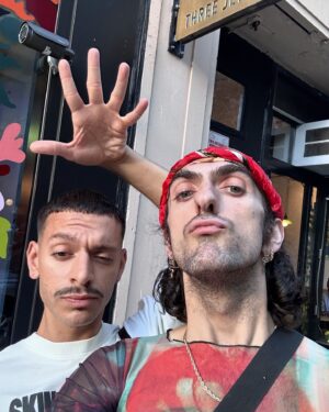 Jason A. Rodriguez Instagram - Happy Pride. 
A reminder to keep loved ones close. 
Keep close family who accept you and family who choose you.

Shirt @willychavarrianewyork 
Thank you @gotham.ny for the invite! 🌈🌪️