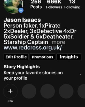 Jason Isaacs Instagram - Oh shit. 666k followers. Guess that fits...