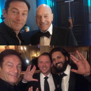 Jason Isaacs Instagram - Trekkie knight out in London: Sir Jean-Luc P, Monty the Celt, Ash Tylerish - or is he? - and Mycellium Me celebrate ourselves like it’s 1999. 
#SpaceMenInBlack
#HowMuchMoreTrekCanYouGet
#NoneMoreTrek
#StarTrek