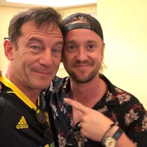 Jason Isaacs Instagram - The prodigal; bright-eyed, beardy and brilliant. 
And yes, he told me all about it. 
#MoochingMalfoys
#LikesFatherLikesSon
#HarryPotter