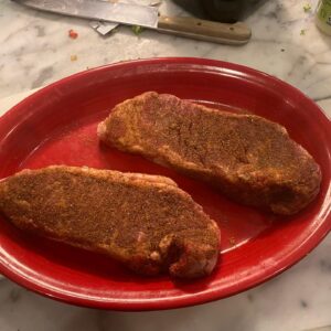 Jason Priestley Instagram - Day 300? Of captivity... found these two #waygu New York Steaks in the freezer... carrots and fingerling potatoes on one sheet pan- broccoli on the other... make a fire... grill steaks... @naydoggy cut one in half at the pass so the final plating was kind of ugly... I’m out of practice...